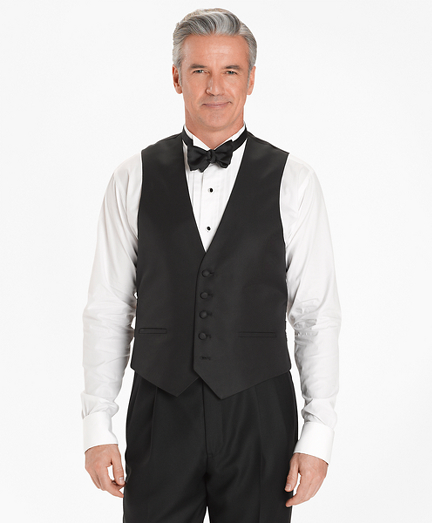 Men's Black Silk Tuxedo Vest | Brooks 