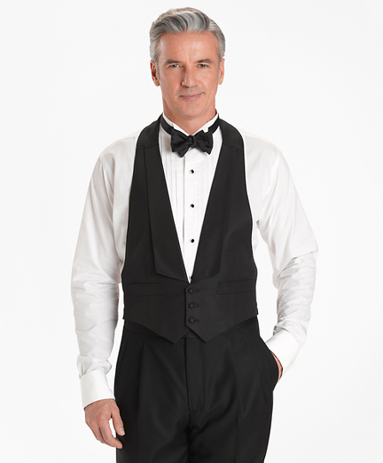 Men's Black Silk Backless Tuxedo Vest 