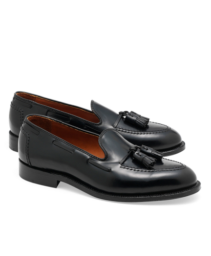 men's black leather tassel loafer