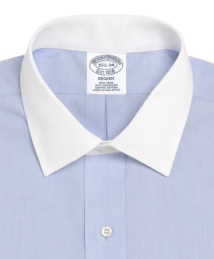 light blue dress shirt with white collar