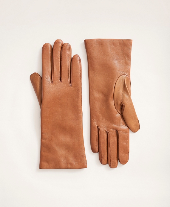 Cashmere Lined Leather Gloves British Tan