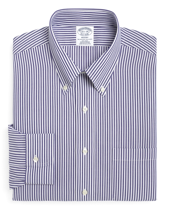 Brooks Brothers Blue /& White Strip Shirt Size 16.5-35 No 7417