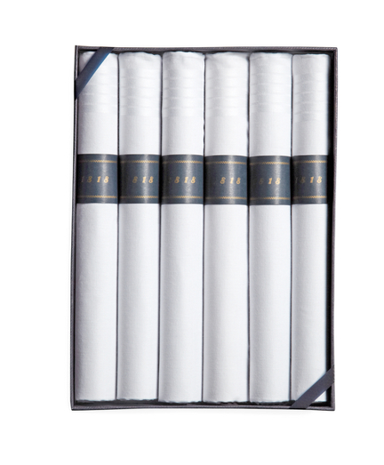 Men's Cigar-Rolled White Handkerchiefs 