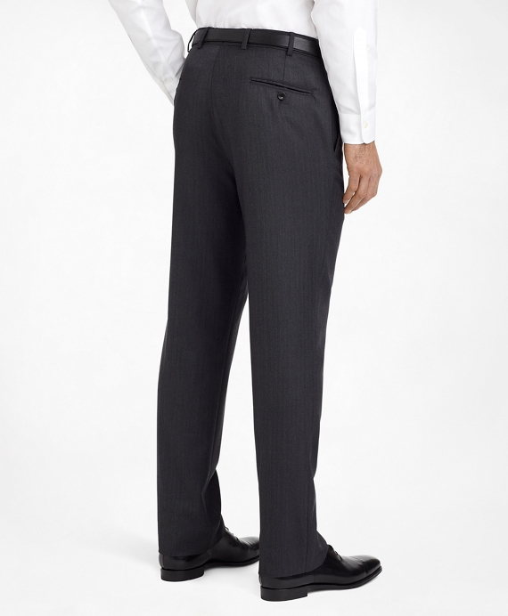 Men's Regular Fit Saxxon™ Wool Grey Herringbone 1818 Suit | Brooks Brothers