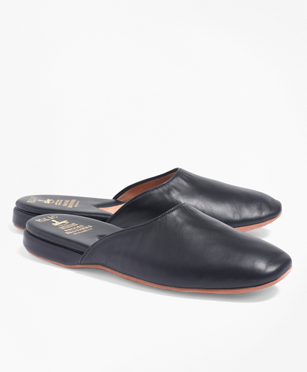 mens backless leather slip on shoes