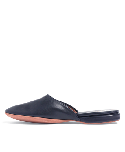 Men's Nappa Leather Backless Blue Slip-On Slippers | Brooks Brothers