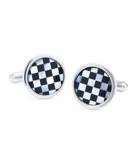 Round Checkerboard Classic Cuff Links