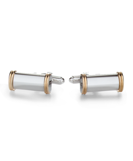 14k Gold and Silver Bar Cuff Links