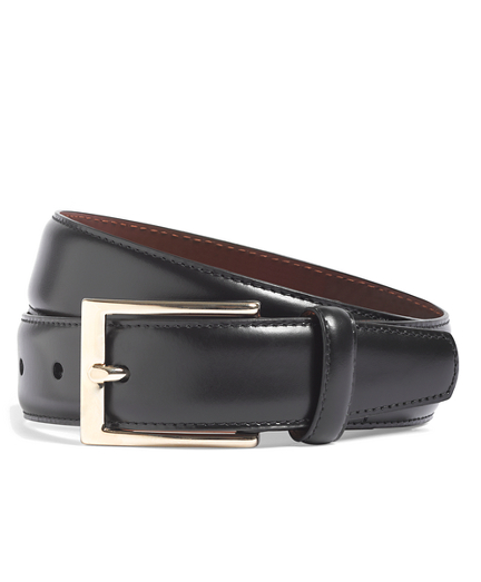 Gold Buckle Leather Dress Belt - Brooks 