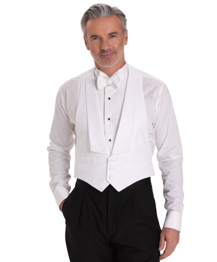 Men's White Cotton Pique Tuxedo Vest 