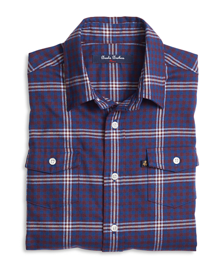 Boys Flannel Micro Buffalo Check Sport Shirt