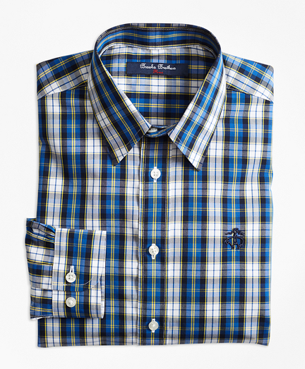 Boys Non-Iron Bold Plaid Sport Shirt
