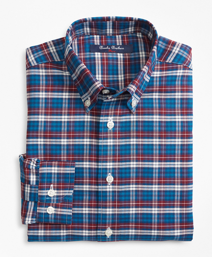 Boys Non-Iron Plaid Sport Shirt