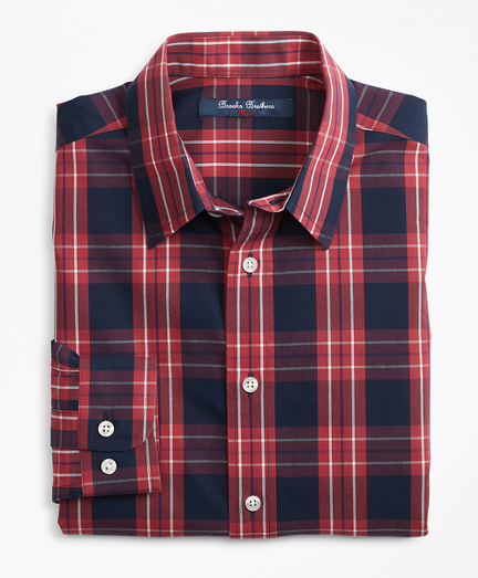 Boys Non-Iron Outlined Plaid Sport Shirt