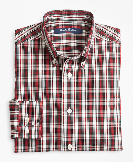 Boys Non-Iron Basketweave Tartan Sport Shirt