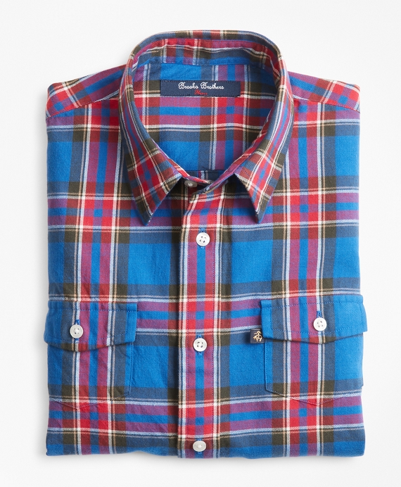 Boys Multi Plaid Flannel Sport Shirt - Brooks Brothers