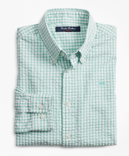 Boys Seersucker Gingham Sport Shirt 