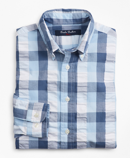 Boys Seersucker Check Sport Shirt - Brooks Brothers