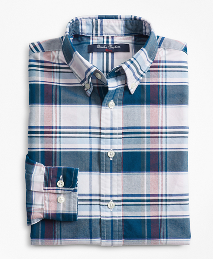 Boys Cotton Oxford Bold Plaid Sport Shirt