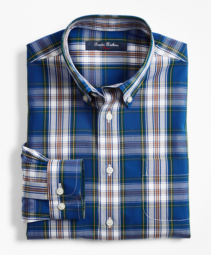 Boys Non-Iron Cotton Broadcloth Large Plaid Sport Shirt