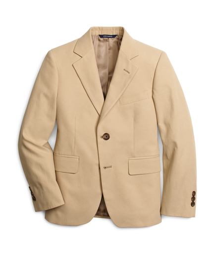 Boys Khaki Cotton Twill Suit Prep Jacket