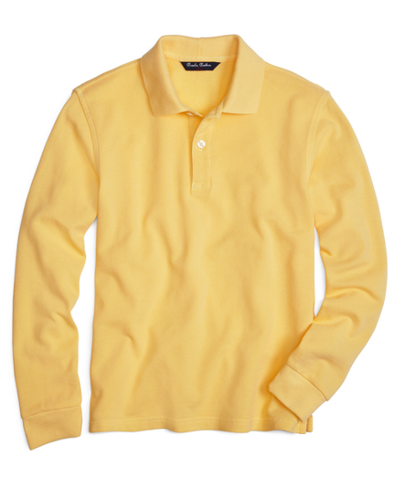yellow long sleeve collared shirt