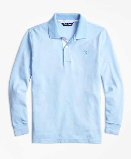 Boys Long-Sleeve Cotton Pique Polo Shirt