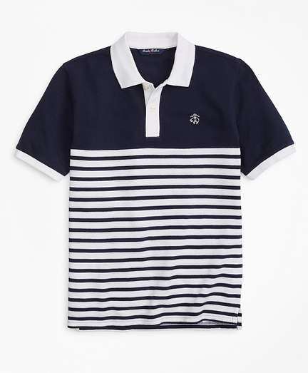 Boys Nautical Stripe Pique Polo Shirt