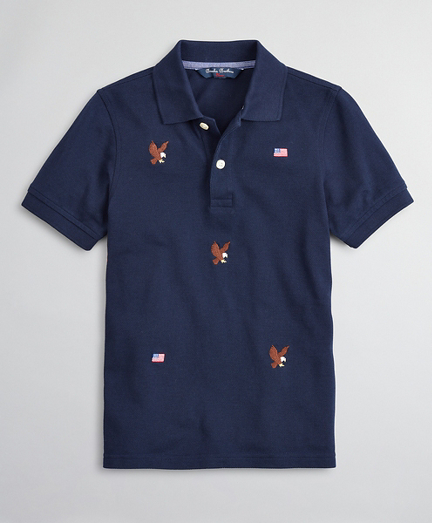 Boys Cotton Pique Embroidered Polo Shirt