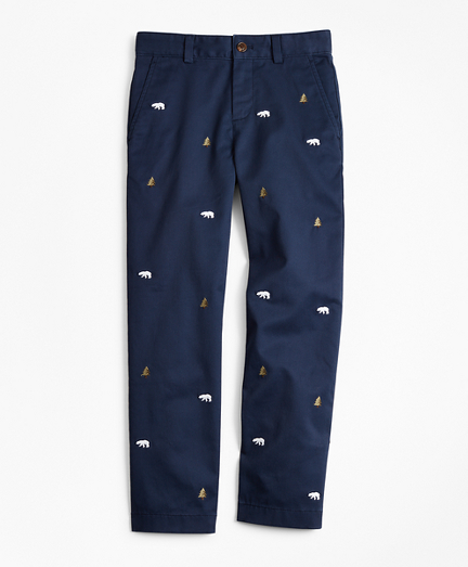 Boys Cotton-Blend Embroidered Pants 