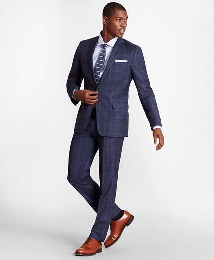 BrooksGate&trade; Regent-Fit Windowpane Wool Twill Suit Separates