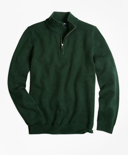 Boys' Hunter Green Half-Zip Sweater | Brooks Brothers