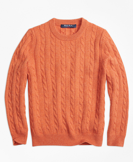Boys' Orange Cashmere Cable Knit 