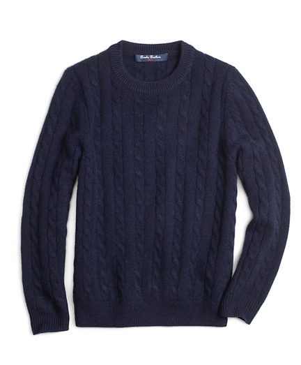 Cashmere Cable Knit Crewneck Sweater 