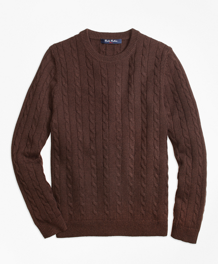 Boys Cashmere Cable Crewneck Sweater