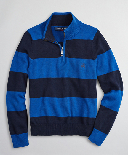 Boys Cotton Rugby Stripe Half-Zip 