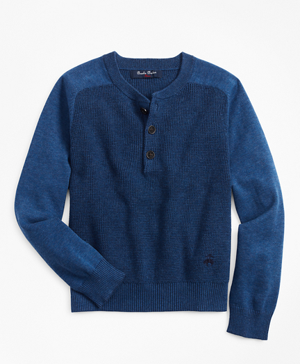 Boys Cotton Waffle Knit Henley