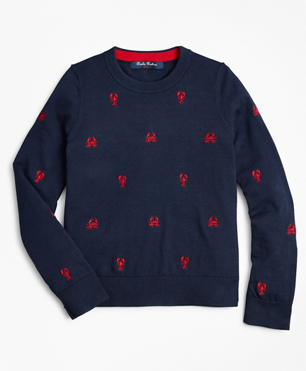 Boys Cotton Crustacean Embroidered Sweater
