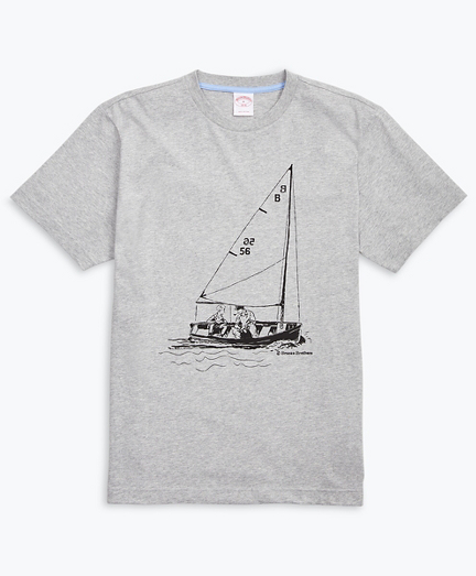 Sailboat-Print Cotton Jersey T-Shirt