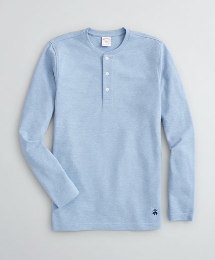 Cotton Pique Henley - Brooks Brothers