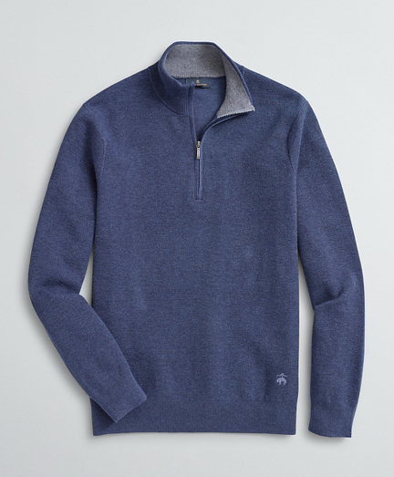 Honeycomb-Knit Cotton-Cashmere Half-Zip - Brooks Brothers