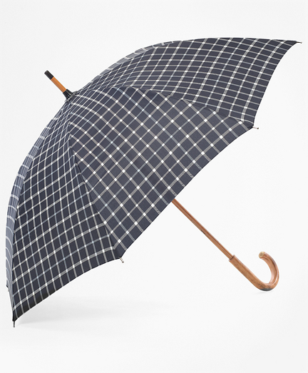 Black & White Tattersall Umbrella Brooks Brothers