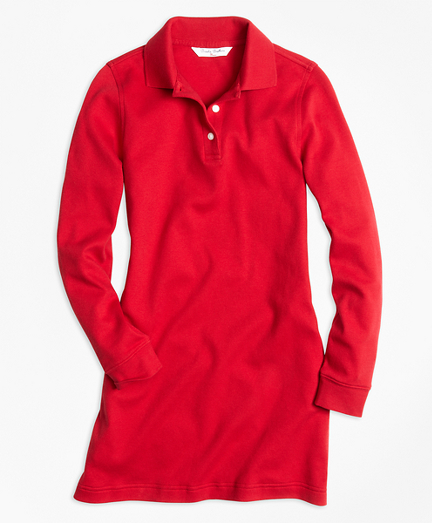 red long sleeve shirt dress