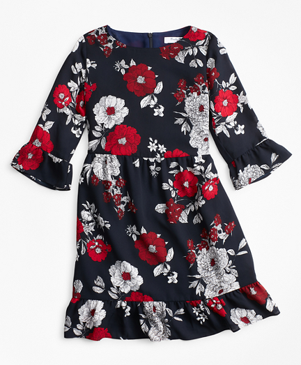 Girls Floral Ruffle Dress