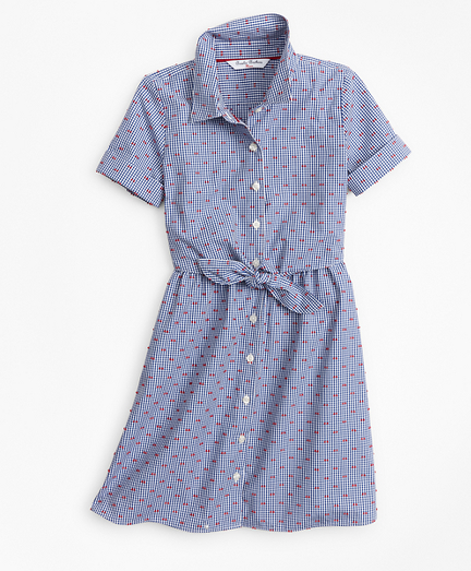 girls navy gingham dress