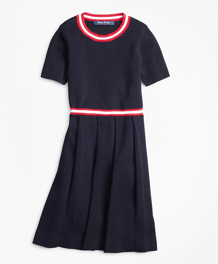 Girls Pleated Cotton Sweater Dress