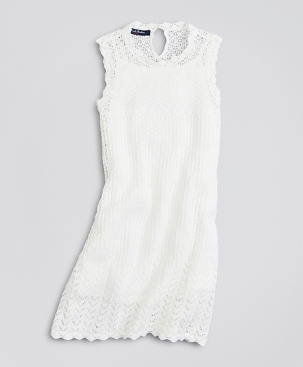 white cotton crochet dress