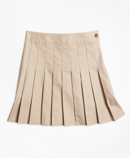 Girls' Khaki Pleated Chino Skirt | Brooks Brothers