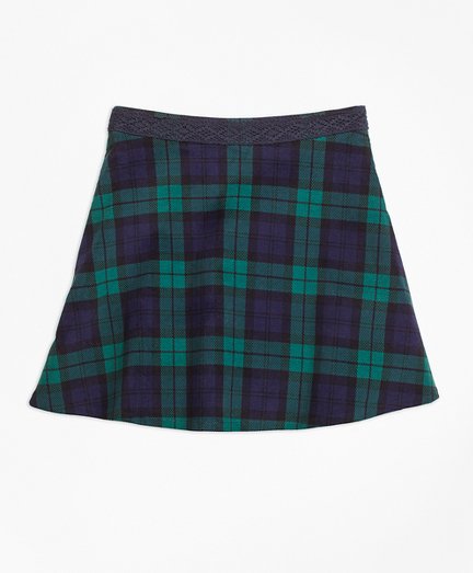 Girls Velvet Black Watch Skirt