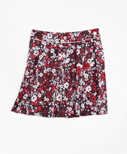 Girls Cotton Sateen Floral Skirt